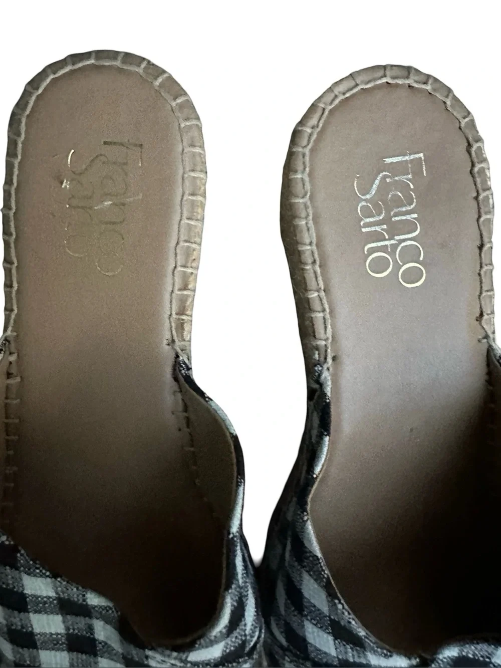 Franco Sarto Gingham Espadrille Slip on Slide Sandals Women’s 7